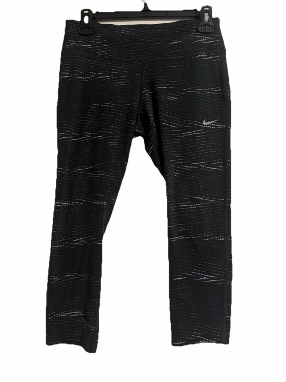 Nike Black Leggings with Silver Wave Accents